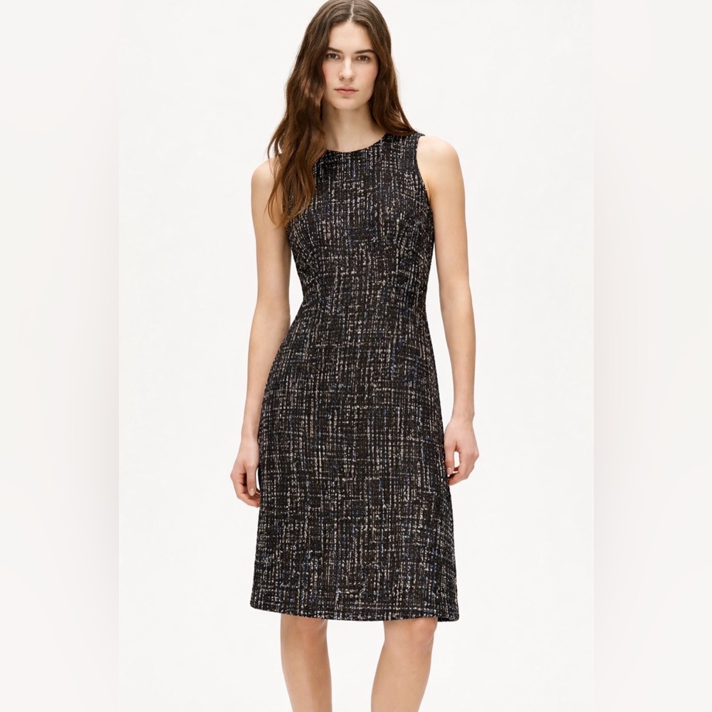 Ann Taylor tweed dress Sz 2 work career business tailored sheath sleeveless - Picture 1 of 7